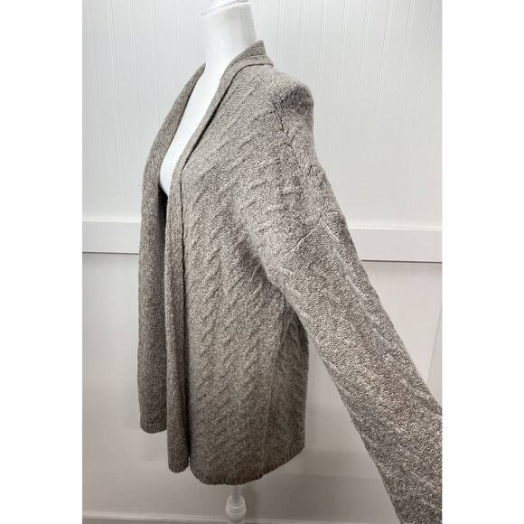 J. Jill Knit Cardigan Sz Medium Taupe/Brown Neutral Open Front Long Sweater EUC - Picture 2 of 12